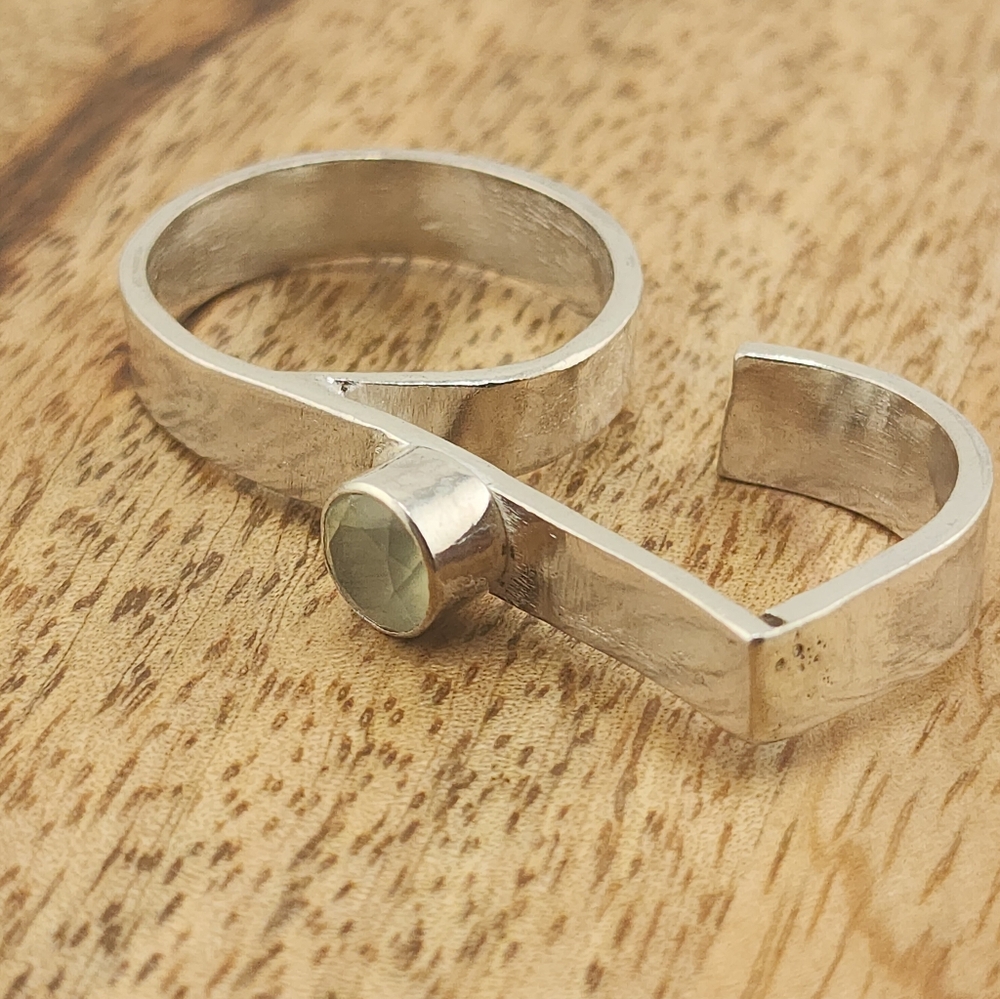 PERHNITE DOUBLE RING HANDMADE IN STERLING SILVER SIZE 9 & ADJUSTABLE